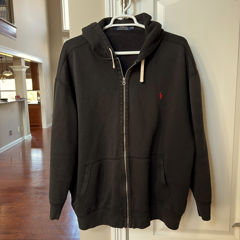 Polo Ralph Lauren 4XL black double knit zip up hoodie